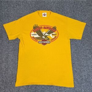 Harley-Davidson Eagle Graphic T-Shirt Medium Yellow Roadrunner San Benito Texas